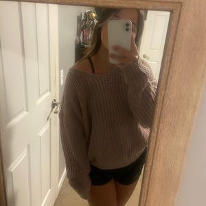 mauve purple ribbed knit sweater